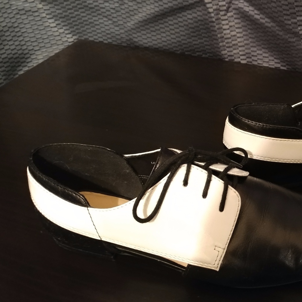 COPY - Nine West Black White Leather Oxford Saddle Shoes